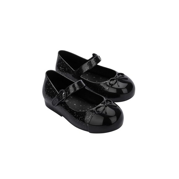 GENUINE MINI MELISSA SWEET LOVE BLACK GLITTER SHOES SIZE 11 - Picture 1 of 1